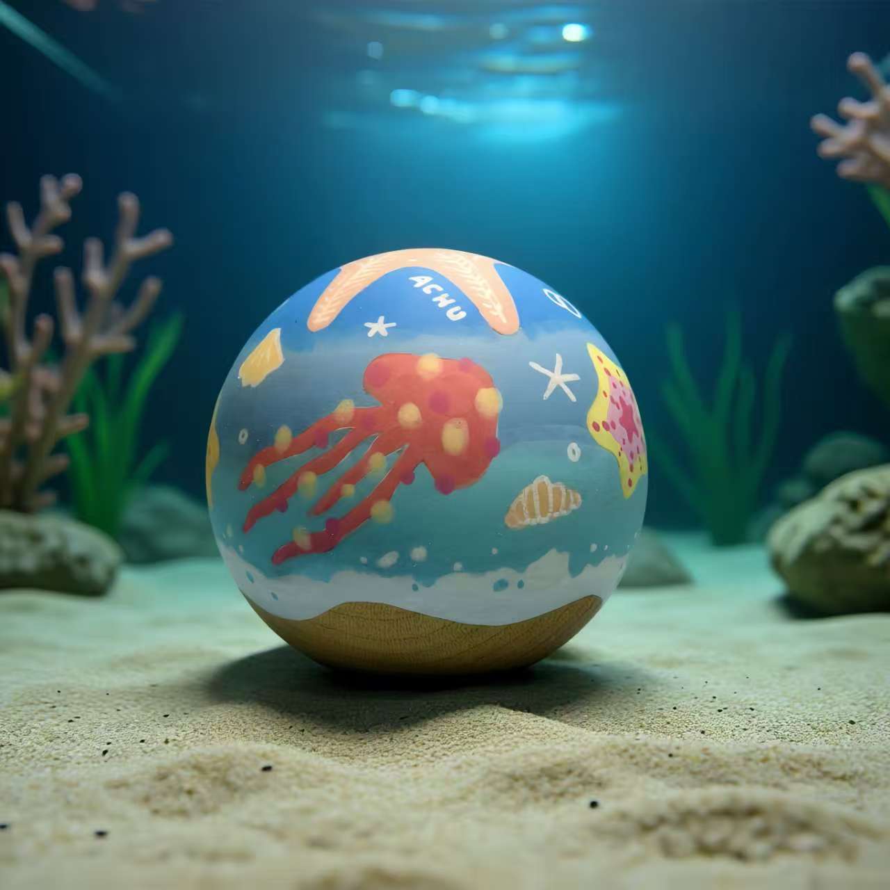 Winner Kendama Gecko paint hand-dawn tama only Ocean