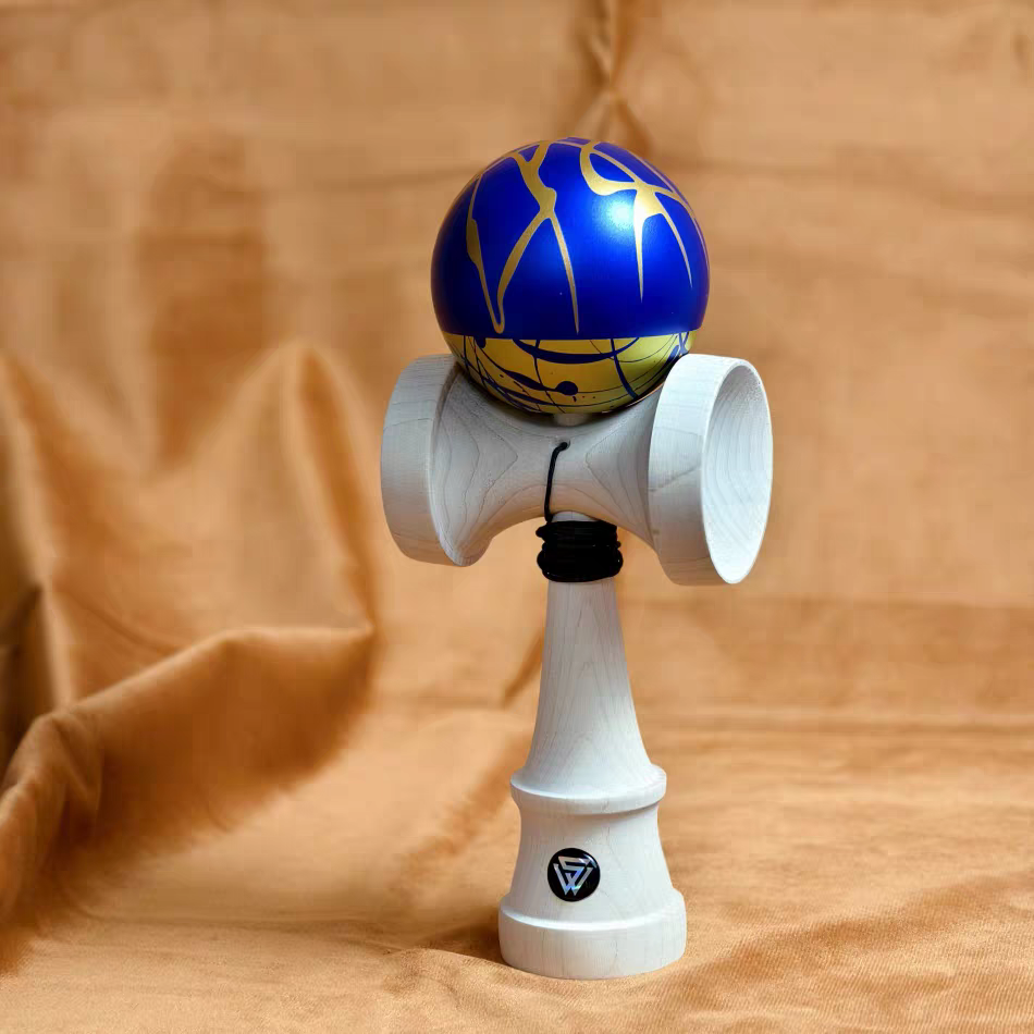 Winner Kendama X HOHO CNC Tetal Ink-Splashed Blue Gold tama only