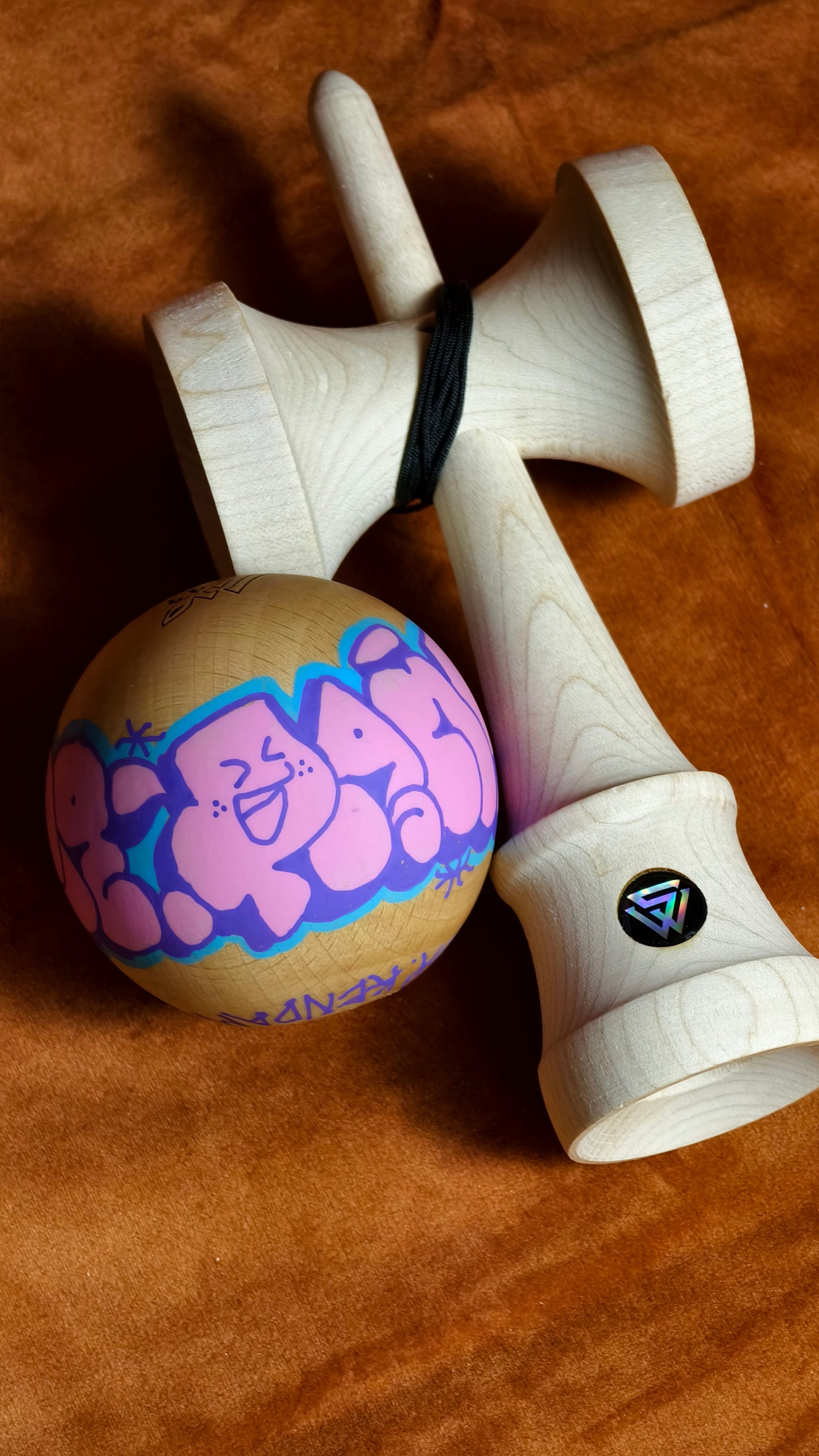 Winner Kendama Gecko paint  Hand painted Pink Night walker tama only