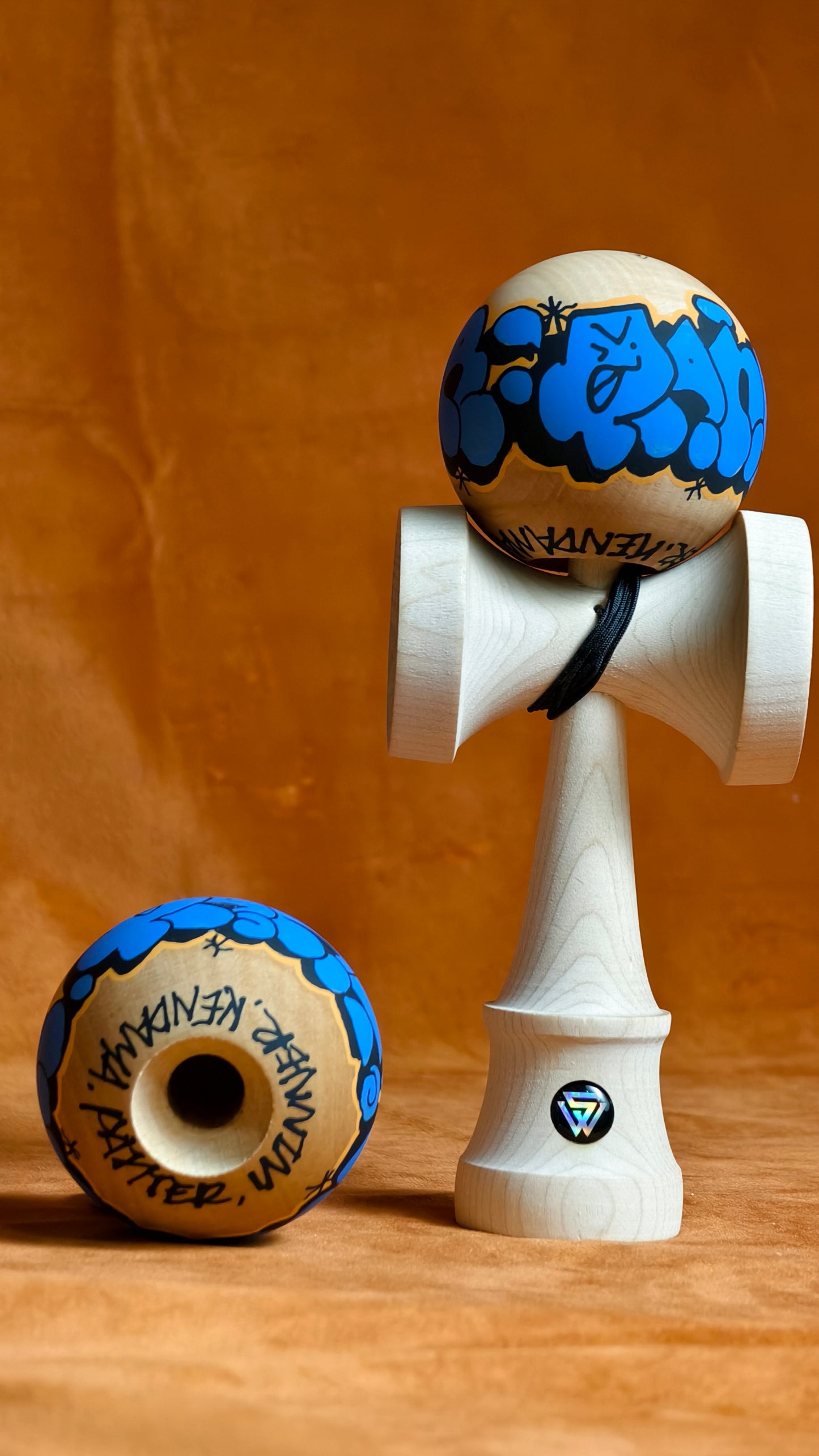Winner Kendama Gecko paint  Hand painted Blue Night walker tama only