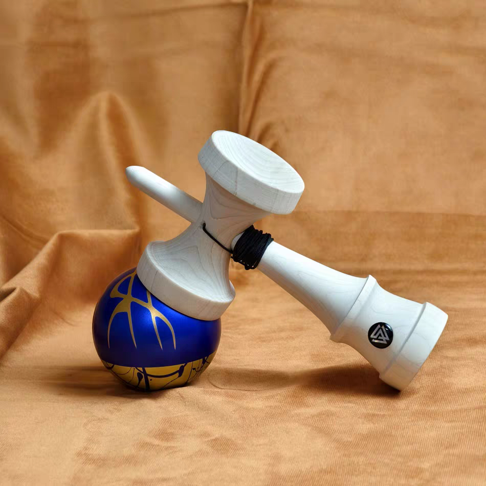 Winner Kendama X HOHO  CNC Tetal Ink-Splashed Blue Gold tama only