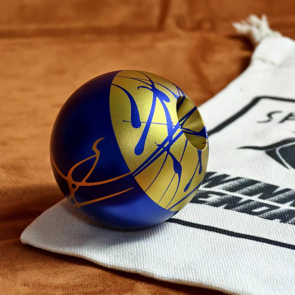 Winner Kendama X HOHO  CNC Tetal Ink-Splashed Blue Gold tama only