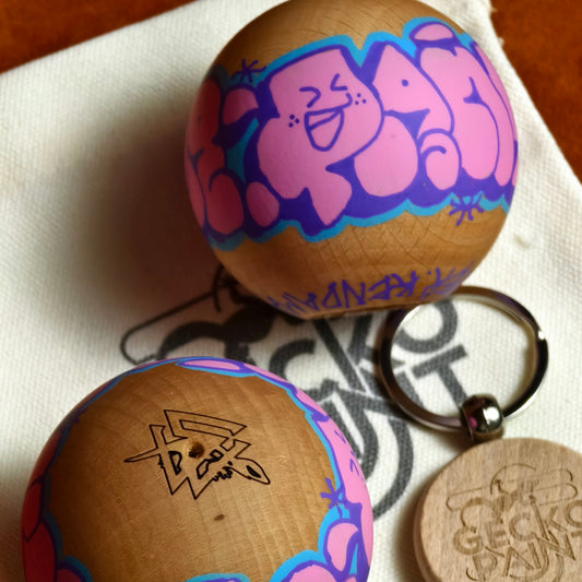 Winner Kendama Gecko paint  Hand painted Pink Night walker tama only