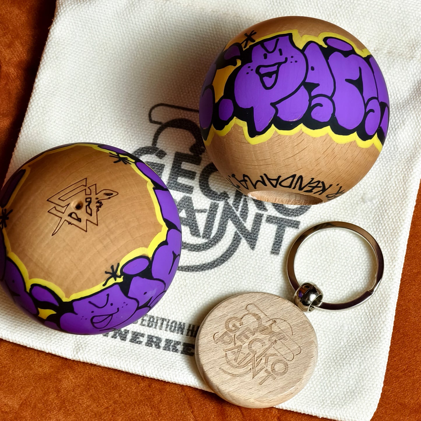 Winner Kendama Gecko paint  Hand painted Purple Night walker tama only