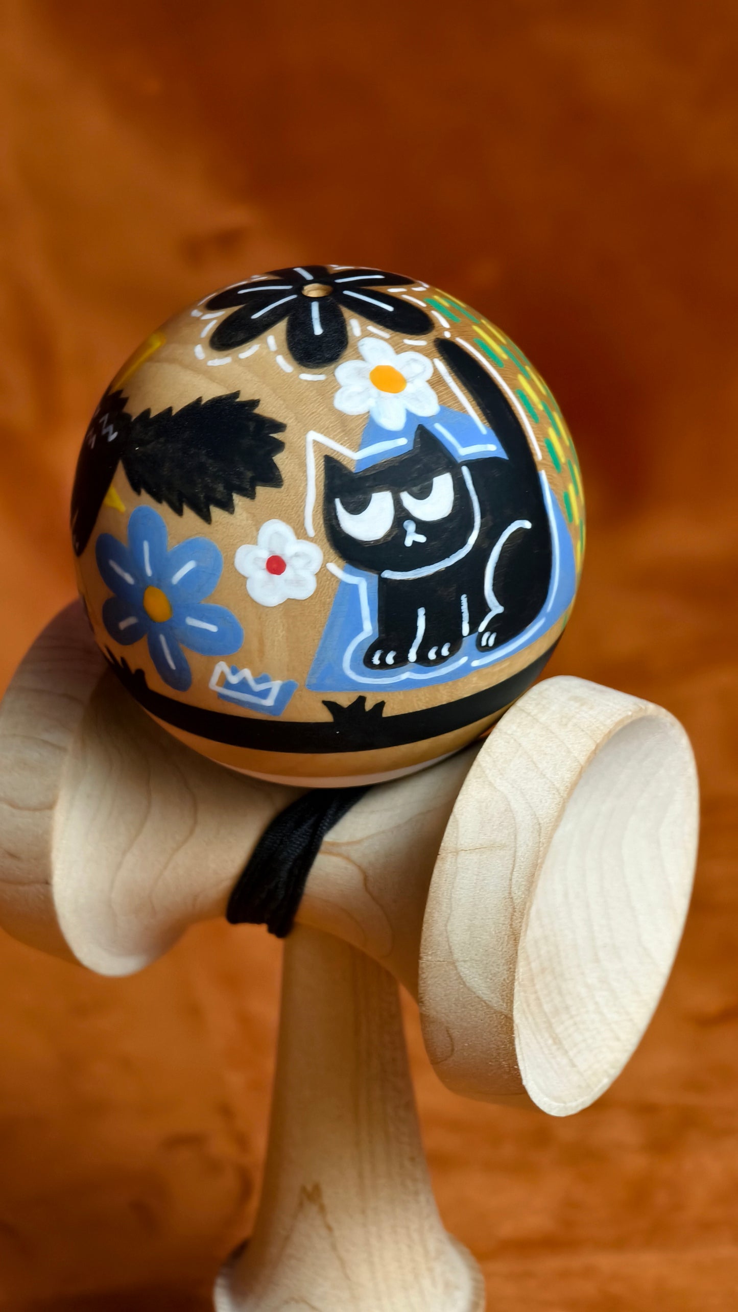 Winner Kendama Gecko paint  Tricat Hand drawn tama only NEW