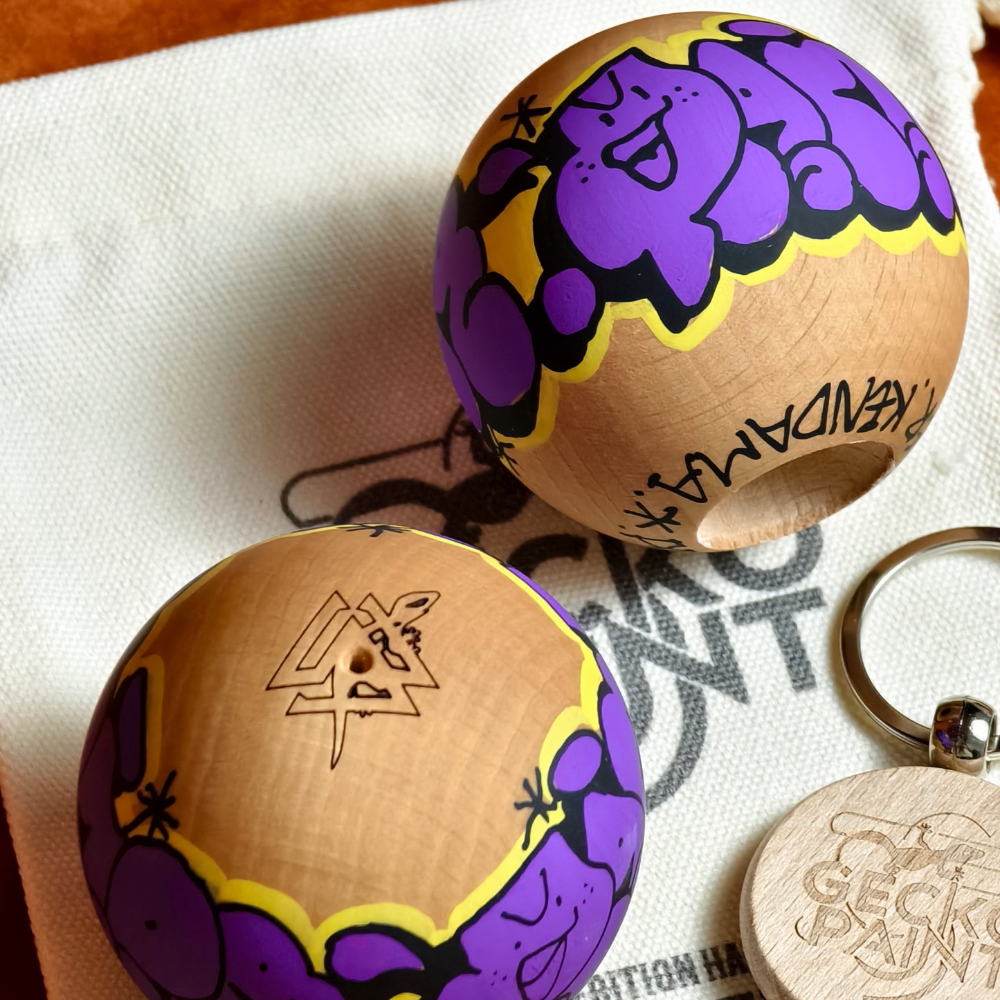 Winner Kendama Gecko paint  Hand painted Purple Night walker tama only