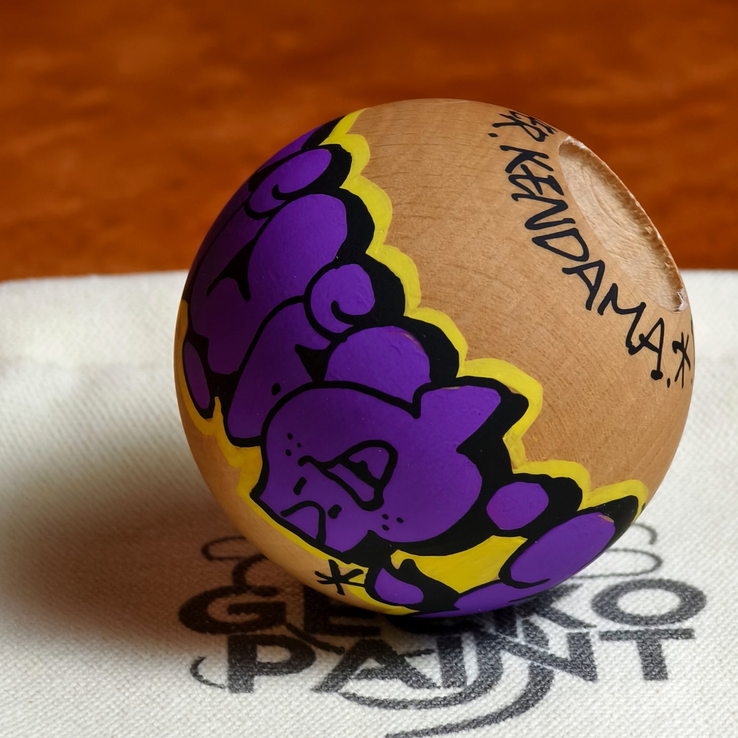 Winner Kendama Gecko paint  Hand painted Purple Night walker tama only