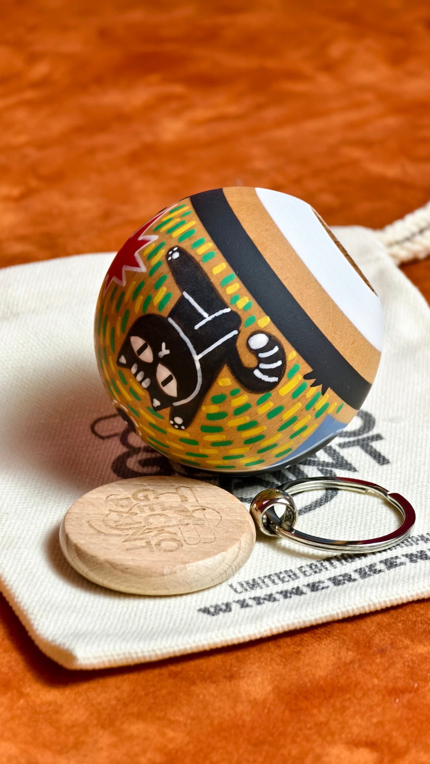Winner Kendama Gecko paint  Tricat Hand drawn tama only NEW